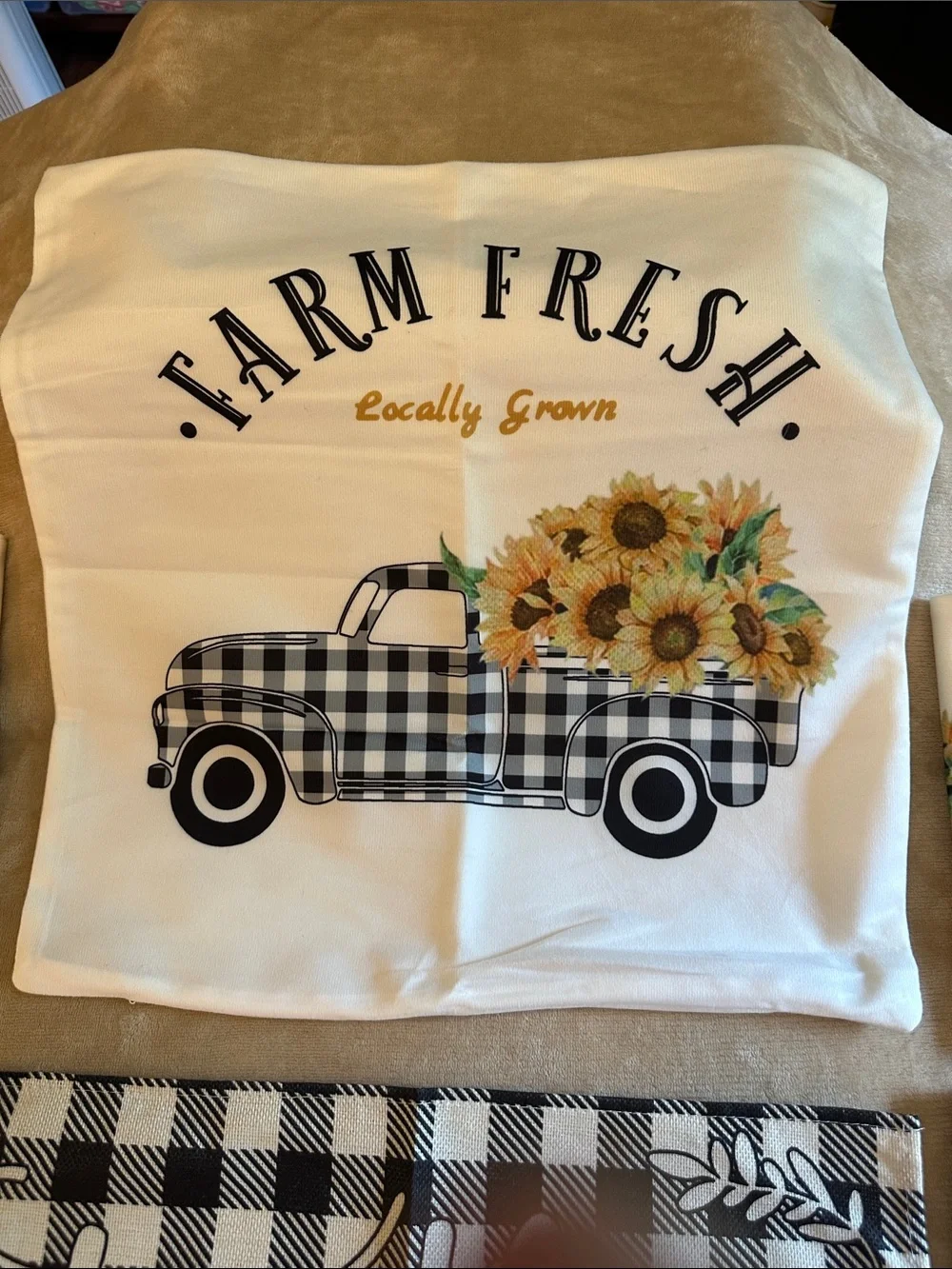 Farm Fresh Sunflower 17” throw pillow covers  - White and Black set of 5 covers